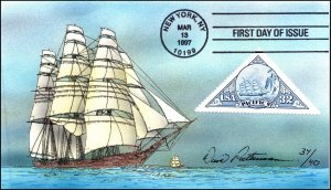 Scott 3130 32 Cents Sailing Ship David Peterman Hand Painted FDC 34 of 40