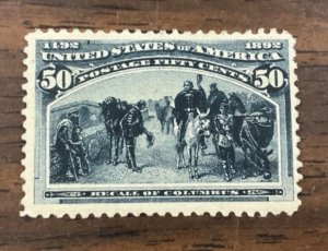 U.S. #240 1893 50¢ Columbian - VF - Mint,  Re-gummed, LH