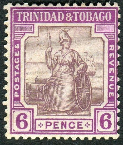 TRINIDAD & TOBAGO-1915 6d Dull & Deep Purple Sg 153a LIGHTLY MOUNTED MINT V14431