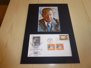 Dag Hammarskjold UN Art Postcard and 1962 USA FDC mount matte size A4