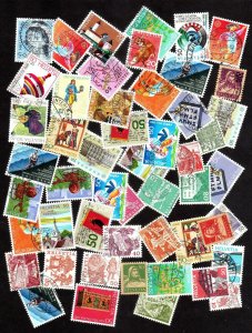 Lot of 50, Mixed used stamps from Switzerland