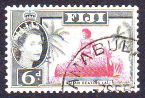 Fiji 1961 Sc#168, SG#303 6d Red/Black Native Drummer VFU