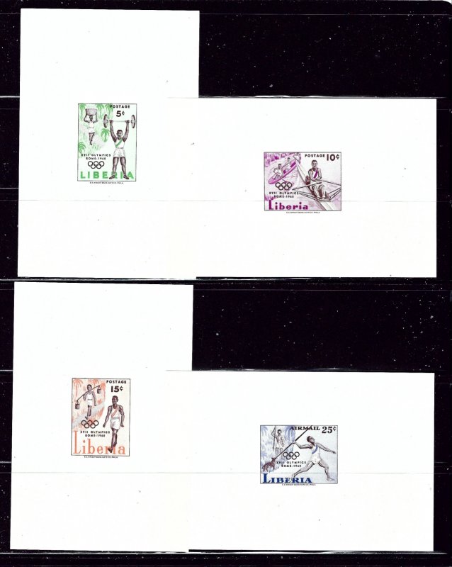 Liberia 390-92 and C126 MNH 1960 Rome Olympics Presentation Sheets    (ap2600)