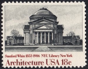 SC#1928 18¢ American Architecture:  NYU Library, New York Single (1981) MNH