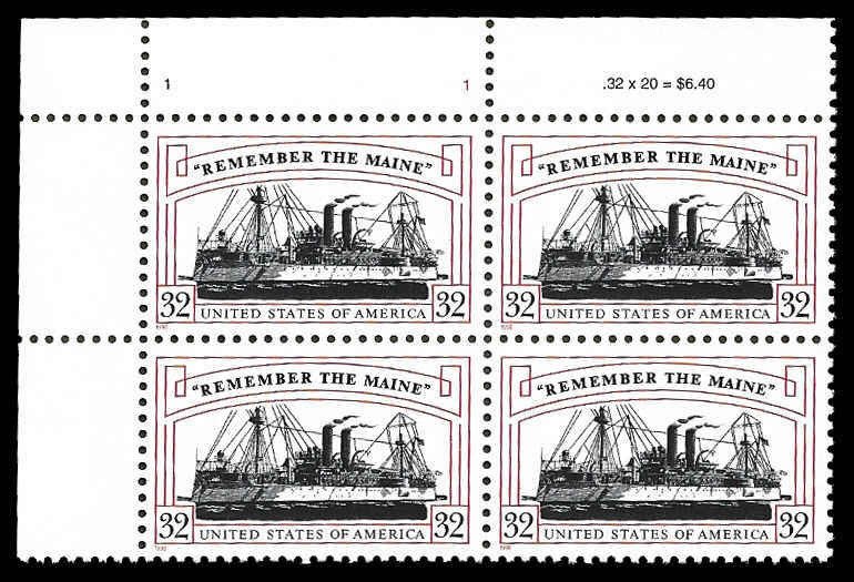 PCBstamps   US #3192 PB $1.28(4x32c)Remember/Maine, MNH, (PB-1)