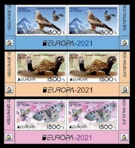 ARMENIA KARABAKH ARTSAKH 2021-01 EUROPA: Endangered Animals. Bottom PAIRS, MNH