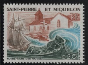St Pierre et Miquelon 1974 MNH Sc 438 20c Church of Our Lady of the sailors, ...