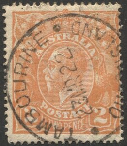 AUSTRALIA 1920 2d orange KGV, Sc 27a, SG 62, Used, TAMBOURINE Queensland cancel