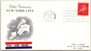 U.S. FIRST DAY COVER GOLDEN ANNIVERSARY CONSOLIDATING 5 BOROUGHS OF N.Y.C 1948