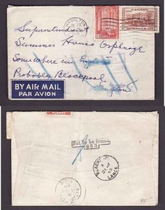 Canada-cover #14077 - DLO-10c Chambers+20c Fort Garry Gate airmail to England-Ha