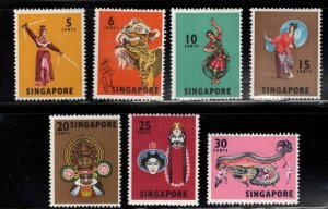 Singapore  Scott 86-92 MNH** stamp short set pen mark in gum of 86