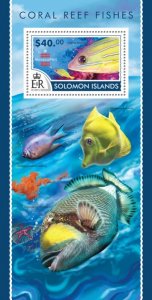 SOLOMON IS. - 2015 - Coral Reef Fishes - Perf Souv Sheet -Mint Never Hinged