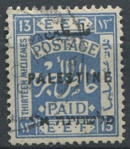 Palestine (British Mandate) Sc#24 Used, 10p lt ultra, First Jerusalem Overpri...