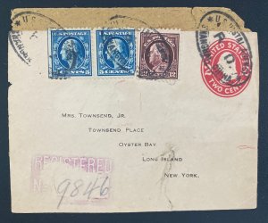 1910s US Postal Agency In Shanghai China Front PS  Cover to Long Island NY Usa