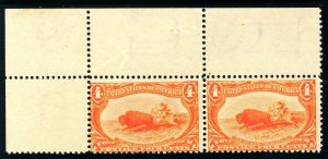 USAstamps Unused FVF US 1898 Trans-Mississippi Pair Hunting Scott 287 OG MNH