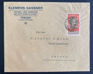 1928 Triesen Liechtenstein Commercial Cover To Mauren Sc# B3