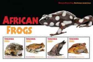 Tanzania 2015 - African Frogs - Sheet of 4 Stamps - MNH