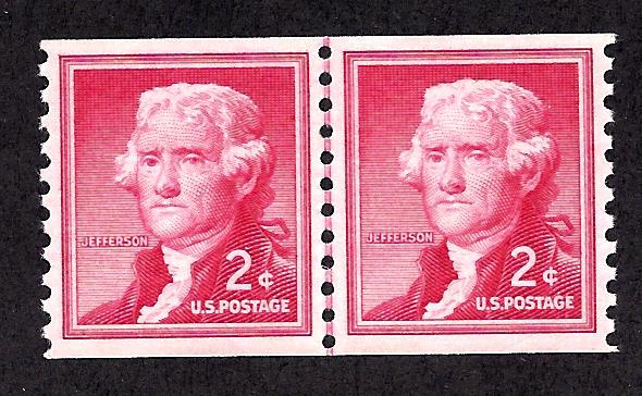 1055 Mint,OG,LH... Line Pair... Wet, Large Holes... SCV $3.50