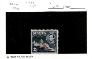 Malta, Postage Stamp, #219 Mint No Gum, 1948 (AB)