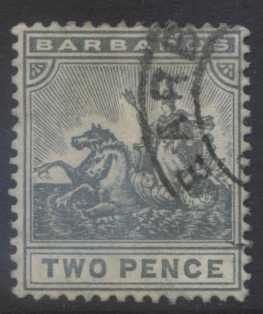 Barbados - Scott 95 - Badge of Colony -1909 - FU - WMK 3 - Single  2p  Stamp