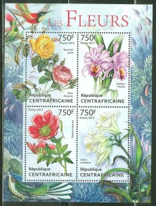 CENTRAL AFRICA 2013  FLOWERS  SHEET MINT NH