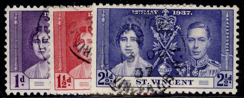 ST. VINCENT GVI SG146-148, 1937 CORONATION set, FINE USED. CDS