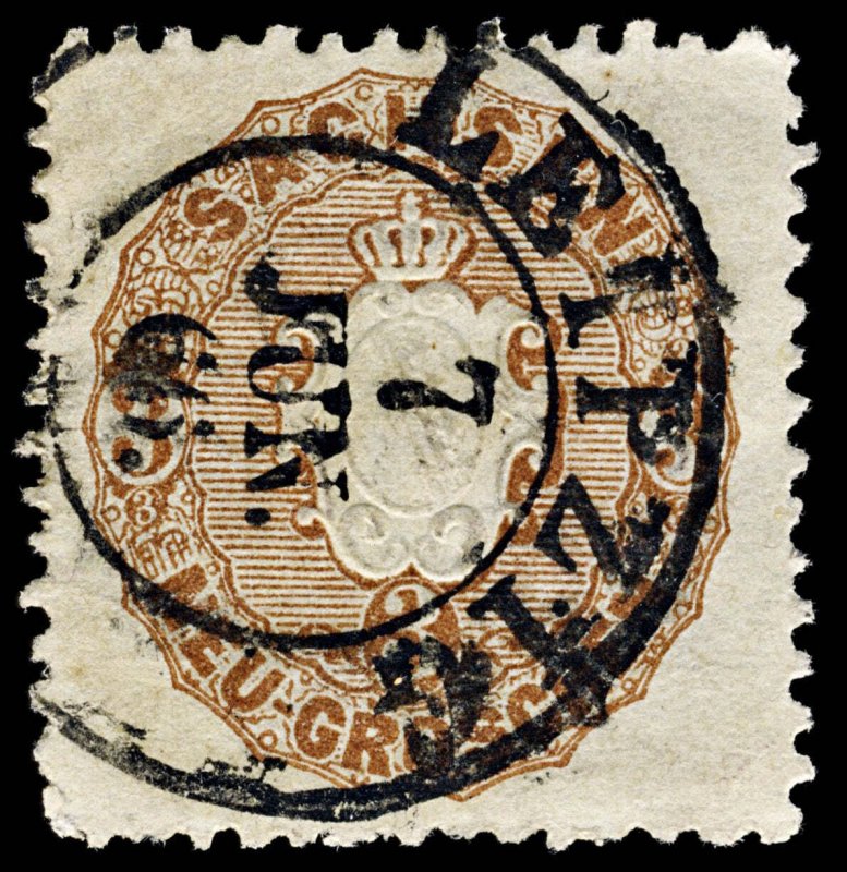 4709: Saxony SG42 3g Brown-Orange. 1866. Sc#19 Mi18a Used. C£18