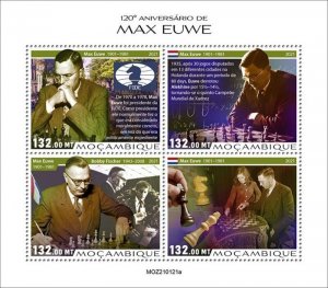 Mozambique - 2021 Chess Champion Max Euwe - 4 Stamp Sheet - MOZ210121a 