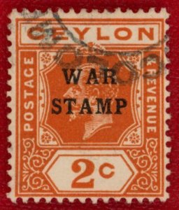 CEYLON Sc MR1 USED - 1918 2c King George V, #201 Ovpt - Clean, No Faults