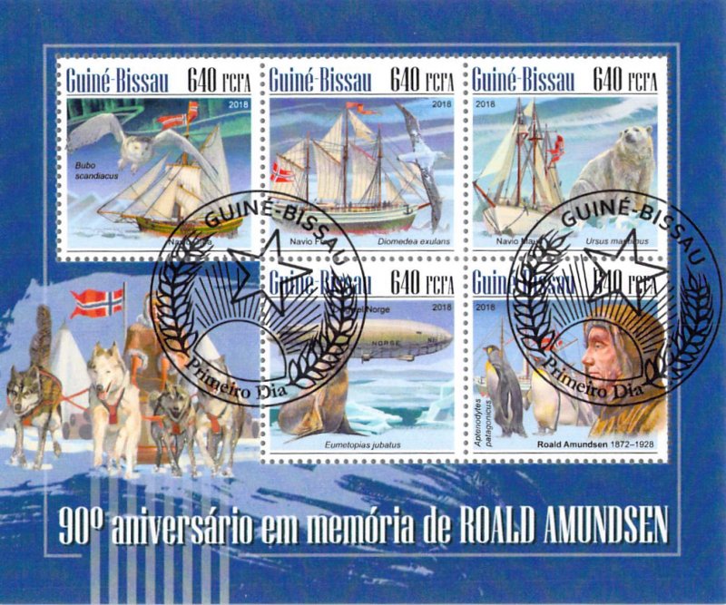 Sierra Leone 2018 Sheet  Ronald Amundsen explorer 5 values (TS0118)