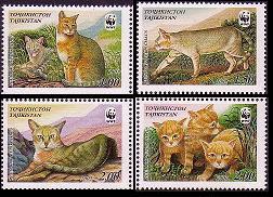 Tajikistan WWF Reed Cat 4v SG#189-192 MI#208-211 SC#185 a-d CV£9.1