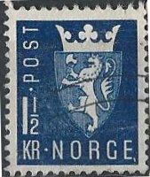 Norway 268 (used) 1½k new national arms, dk blue (1945)