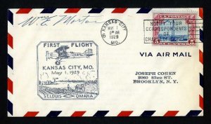 # C11 on CAM # 28 First Flight cover from Kansasss, Missouri dated 5-1-1929