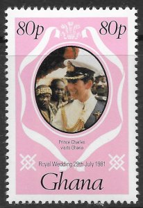 Ghana Scott 760 MNH 80p Prince Charles Royal Wedding issue of 1981
