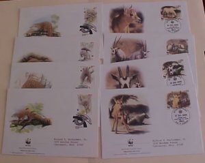 WILDLIFE MACAU  ARMADILLO 1995 & JORDAN  WILD GOAT 2005 FDC 8 DIFF.   CACHET