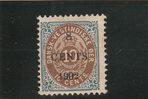 Danish West Indies  Scott#  25  MH  (1902 Surcharge)