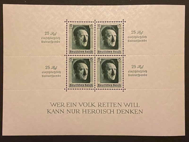 Germany 1937 #B104 Mi Block 10 Souvenir Sheet MH/Unused Original GUM