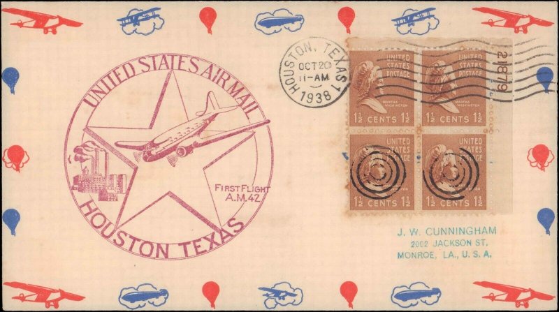 TEXAS HOUSTON 1938 FIRST FLIGHT FAM 42  #125