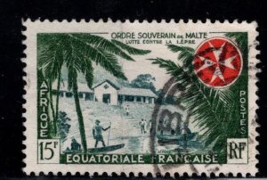 French Equatorial Africa  AEF Scott 194 Used Leprosarium Maltese cross 1957