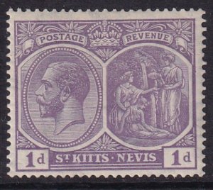 Sc# 39 St Kitts Nevis 1921-29 KGV Medicinal Spring 1p MLH Wmk 4 CV $7.50