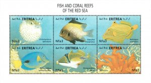 Eritrea 2000 - Fish and Coral Reefs Red Sea - Sheet of 6 - Scott 334 - MNH