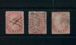 ?#14 ONE CENT QV x 3 stamps AS F CAT$120+ used Canada