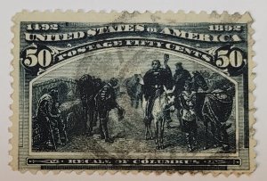 Scott Stamp# 240 - Used 1893 50c Recall of Columbus. Free shipping. SCV $175.00