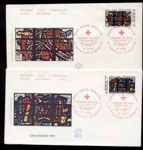 France 1981 Red Cross 2x FDC