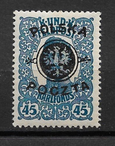 1918 Poland Sc29 45h Austrian Military Semi-Postal Stamp of 1918 Overprinted MH