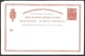 DENMARK DWI DANSK VESTINDIEN (1895) Postal Card Mint