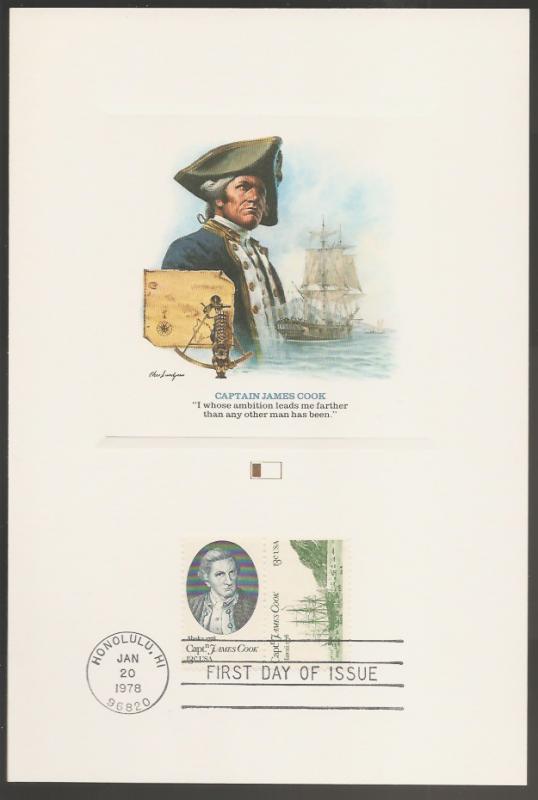 #1732-33 U/A FLEETWOOD PROOFCARD FDC STR2  Captain Cook