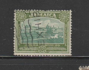 JAMAICA #75  1920  1/2p  EXIBITION BUILDING       F-VF  USED  d