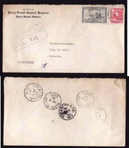 Canada cover #14172-24c reg'd-RPO cancels-Parry Sound,Ont-Au 8 1951-CC P...