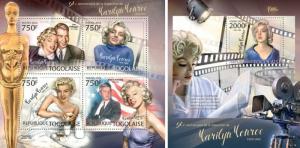 Marilyn Monroe DiMaggio Kennedy JFK Cinema Hollywood Music Togo MNH stamp set